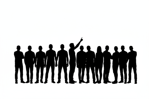 a sihoulette of an adult group with a white background